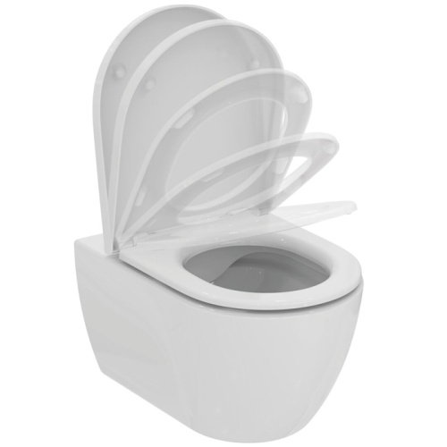 Ideal Standard Ellise Унитаз подвесной 545х365 мм безободковый  с сиденьем и крышкой SoftClose, со скрытым крепежом цвет: белый глянец фото в интернет-магазине САНТЕХСИТИ