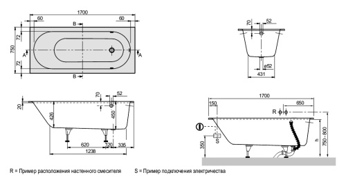 Villeroy & Boch Oberon UBQ160OBE2V-01 Ванна 1600 x 750 mm фото в интернет-магазине САНТЕХСИТИ