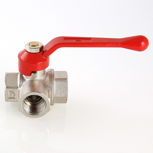Кран шаровой трехходовой VALTEC тип T 3/4" вн. вн. вн. фото в интернет-магазине САНТЕХСИТИ