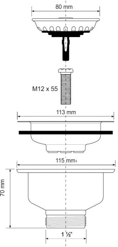 Выпуск MCALPINE 11/2"х113мм (нерж.решетка) с фильтрующей решеткой-пробкой хром фото в интернет-магазине САНТЕХСИТИ