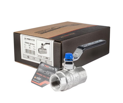 Кран шаровый PROFACTOR STRONG 1/2" вн.-вн стальная рукоятка фото в интернет-магазине САНТЕХСИТИ