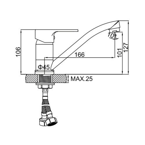 Смеситель для кухни Ledeme H10 L4510-2 фото в интернет-магазине САНТЕХСИТИ