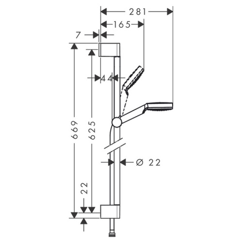 Hansgrohe Crometta Vario Unica Душевой набор: штанга 650mm, ручной душ, 1jet (Rain), шланг, цвет: белый/хром фото в интернет-магазине САНТЕХСИТИ