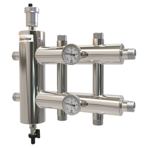 Коллектор с гидроразделителем ПРОКСИТЕРМ из нерж. стали GSK 40-3 120 кВт 3 контур фото в интернет-магазине САНТЕХСИТИ