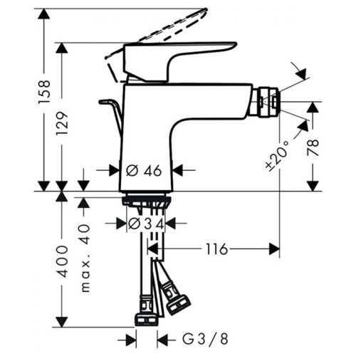 Hansgrohe Talis E Смеситель для биде, 1 отв., с донным клапаном, цвет: полированное золото фото в интернет-магазине САНТЕХСИТИ