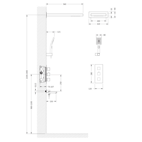 Душевая система встроенная с термостатом Timo Petruma SX-5079/00SM хром фото в интернет-магазине САНТЕХСИТИ