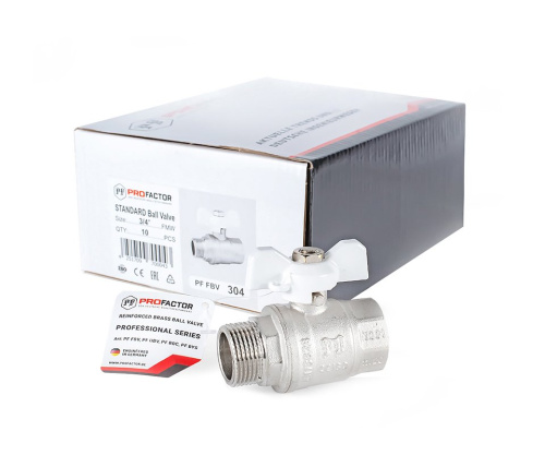 Кран шаровый PROFACTOR 3/4" вн.-нар. бабочка (10/80) фото в интернет-магазине САНТЕХСИТИ