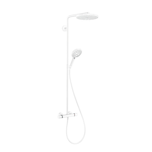 Hansgrohe Raindance Душевая стойка с термостатом 1jet (верхний душ 240мм, ручной душ с держателем), цвет: белый матовый фото в интернет-магазине САНТЕХСИТИ