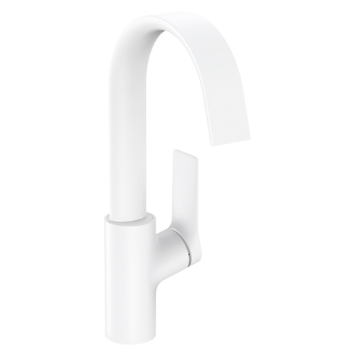 Hansgrohe Vivenis Смеситель для раковины, на 1 отв., с поворотным изливом, с донным клапаном, цвет: белый матовый фото в интернет-магазине САНТЕХСИТИ