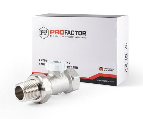 Радиаторный кран PROFACTOR 1/2" прямой нижний фото в интернет-магазине САНТЕХСИТИ