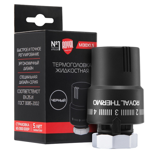 Термоголовка жидкостная Royal Thermo Design М30х1,5 (черный) фото в интернет-магазине САНТЕХСИТИ