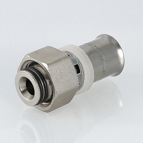 Пресс фитинг VALTEC Соединитель 16(2.0)х1/2 с накидной гайкой под евроконус фото в интернет-магазине САНТЕХСИТИ