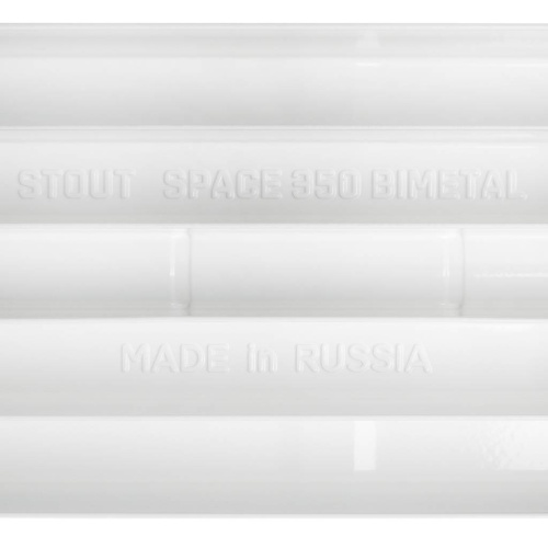 STOUT Space 350 8 секций радиатор биметаллический боковое подключение RAL9016 фото в интернет-магазине САНТЕХСИТИ