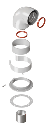 Отвод коаксиальный стартовый VIVAT D60/100х90° (Все котлы, кроме Immergas и Navien 75/100) фото в интернет-магазине САНТЕХСИТИ