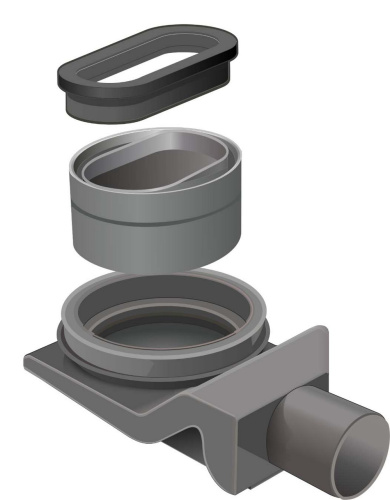 Трап для душа TIM с двухстор. решеткой горизонт. сток Evolux Glass (черное глянц-стекло) 70*400 фото в интернет-магазине САНТЕХСИТИ