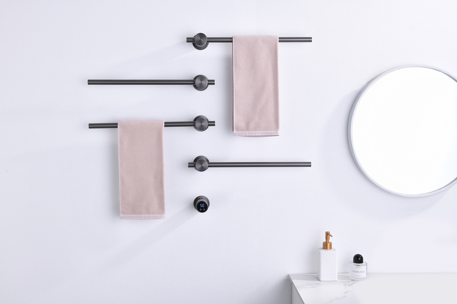 Полотенцесушитель электрический, встроенный Timo Saona 040/18SM черное золото фото в интернет-магазине САНТЕХСИТИ