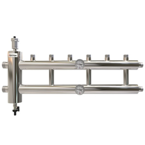 Коллектор с гидроразделителем ПРОКСИТЕРМ из нерж. стали GSK 40-3.1 120 кВт 3+1 контур фото в интернет-магазине САНТЕХСИТИ